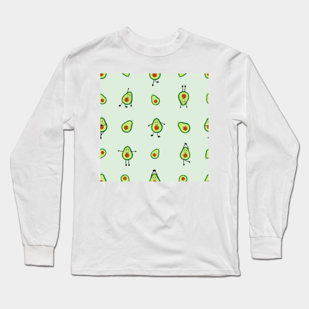 Avocados practicing yoga with cute expression Long Sleeve T-Shirt by GULSENGUNEL